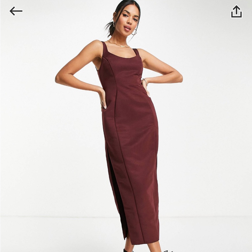 ASOS design structured midi dress with scoop neck